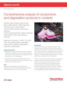 Ion Chromatograph (IC) analysis of components and degradation products in coolants