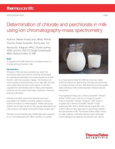 Determination of chlorate and perchlorate in milk using Ion Chromatography- Mass Spectrometry