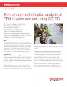 Robust and cost-effective analysis of TPH in water and soil using GC-FID