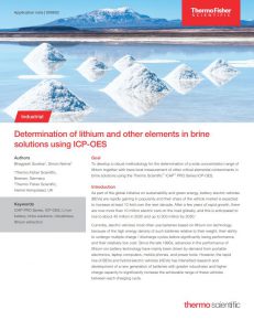 Determination of lithium and other elements in brine